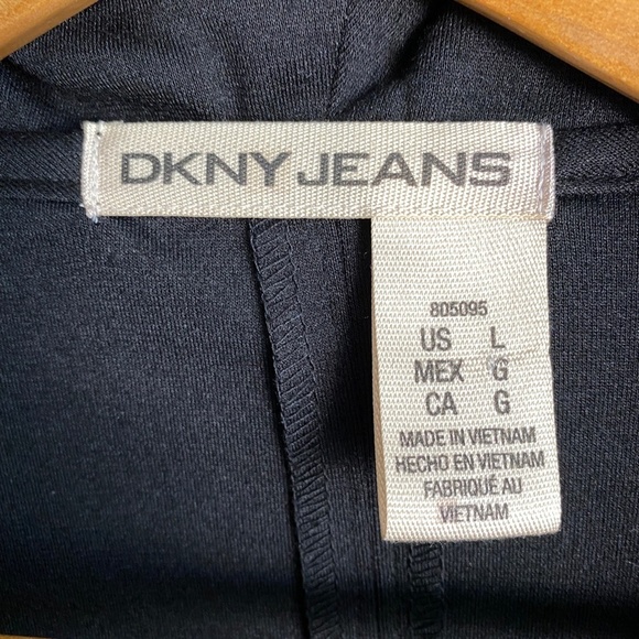 DKNY Jeans Black Off-Center Asymmetric Full Zip Performance Hooded Jacket‎ Large - Picture 4 of 15